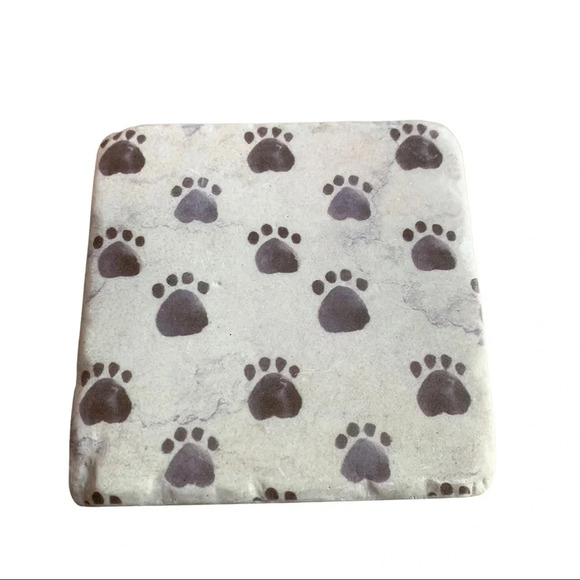 4 Dog Puppy Paw Print Stone Tile Coasters - Picture 6 of 7